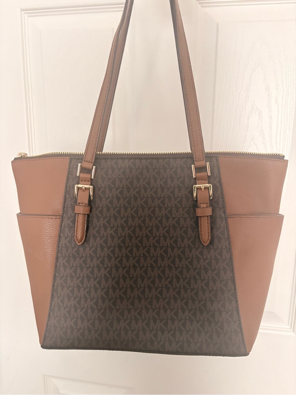 Michael Kors Brown Logo & Tan Leather Tote